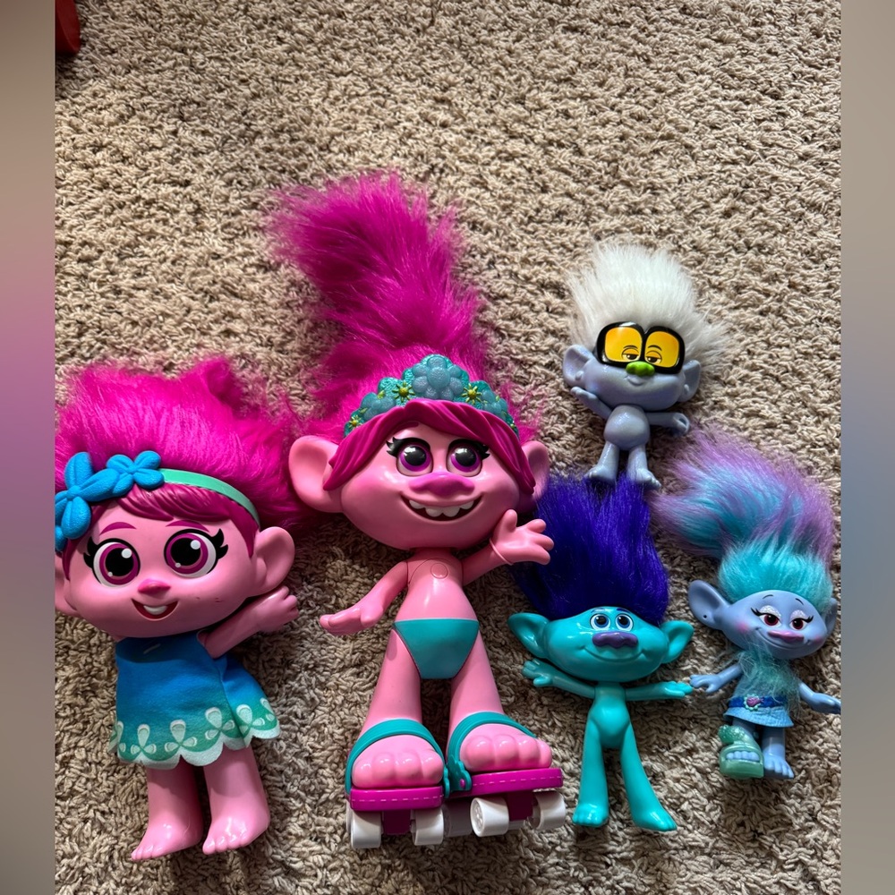 TROLLS Dreamworks Movie toy dolls figures Lot of 5
